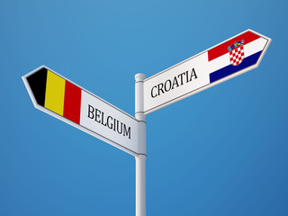 Belgium Croatia.  Sign Flags Concept