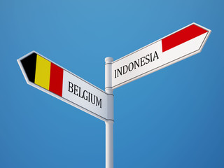 Indonesia Belgium  Sign Flags Concept