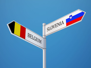 Slovenia Belgium  Sign Flags Concept