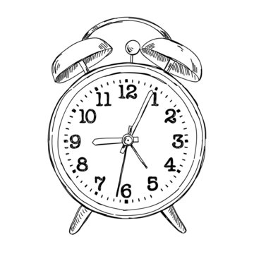 Vector hand drawn sketch alarm clock