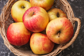 Wicker Basket of Ripe Apples