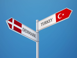 Turkey Denmark  Sign Flags Concept