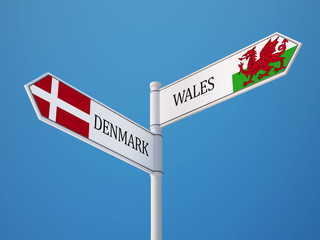 Wales Denmark  Sign Flags Concept