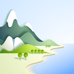 Fototapeta premium Paper mountain landscape