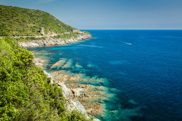 Fototapeta na wymiar The coast of Cap Corse and Tour de L'Osse