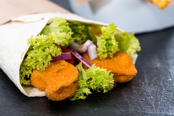 Homemade Wrap with crispy Chicken