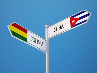 Bolivia Cuba  Sign Flags Concept