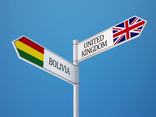 United Kingdom Bolivia  Sign Flags Concept