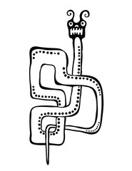 Snake in native style, vector illustration