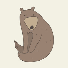 cute bear, vector illustration, hand drawn