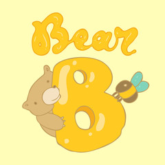 cute bear, vector illustration, hand drawn