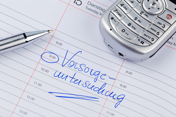 Eintrag im Kalender: Vorsorgeuntersuchung