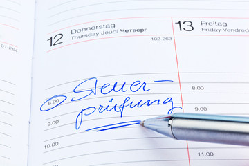 Eintrag im Kalender: Steuerpr&uuml;fung