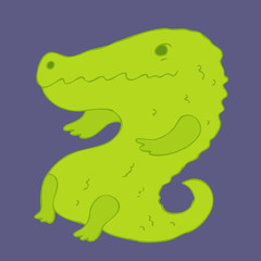crocodile cartoon vector illustration, hand drawn