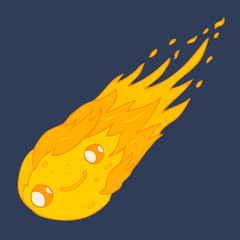 cute cartoon falling star (meteorite) vector illustration