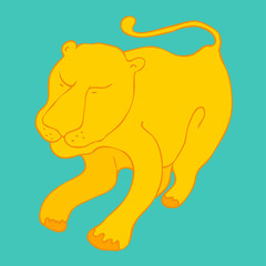 Cute lion cartoon on a blue background vector illustration