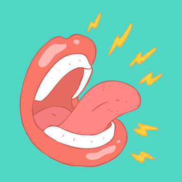 cartoon screaming mouth (lips and teeth) vector illustration