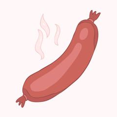 sausage on white background vector illustration, hand drawn