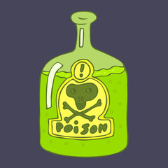 Bottle of poison vector illustration, hand drawn