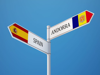 Spain Andorra  Sign Flags Concept