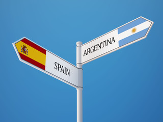 Spain Argentina  Sign Flags Concept