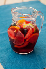 Refreshing sangria (punch) with fruits