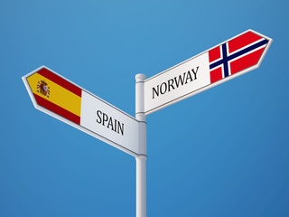 Norway Spain  Sign Flags Concept
