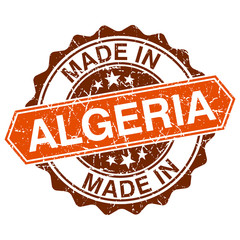 made in Algeria vintage stamp isolated on white background