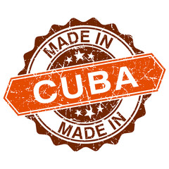 made in Cuba vintage stamp isolated on white background