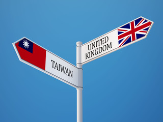 United Kingdom Taiwan  Sign Flags Concept
