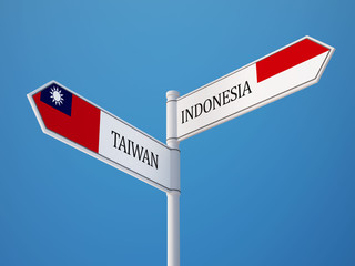Indonesia Taiwan  Sign Flags Concept
