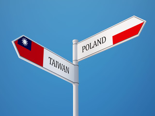Poland Taiwan  Sign Flags Concept