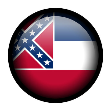 Flag button illustration with black frame - Mississippi