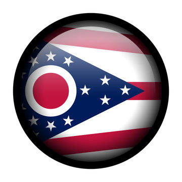 Flag button illustration with black frame - Ohio