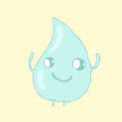 water drop character vector illustration, hand drawn