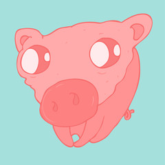 funny piglet scared vector illustration, hand drawn