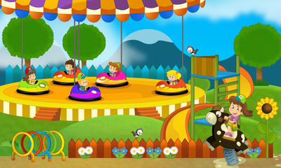 Kids on the playground - illustration for the children