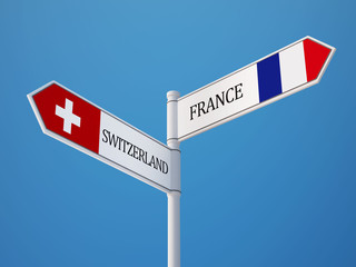 Switzerland France  Sign Flags Concept