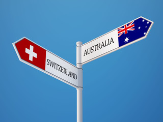Switzerland Australia  Sign Flags Concept