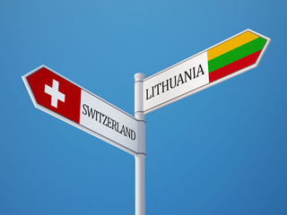 Lithuania Switzerland  Sign Flags Concept