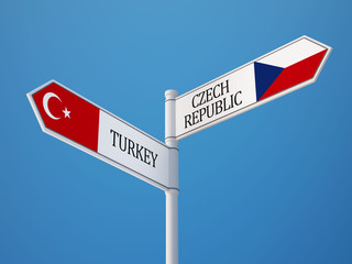 Turkey Czech Republic  Sign Flags Concept