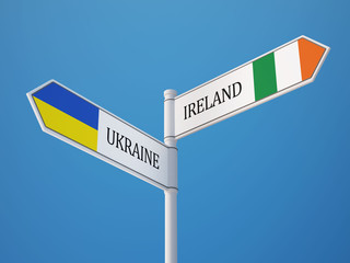 Ukraine Ireland  Sign Flags Concept