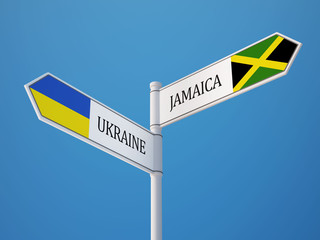 Ukraine Jamaica  Sign Flags Concept