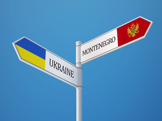Ukraine Montenegro.   Sign Flags Concept