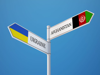 Afghanistan. Ukraine  Sign Flags Concept
