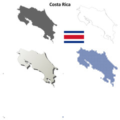 Costa Rica blank detailed outline map set