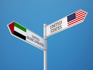 United States United Arab Emirates.  Sign Flags Concept