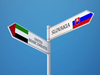 Slovakia United Arab Emirates.  Sign Flags Concept