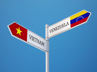 Vietnam Venezuela  Sign Flags Concept