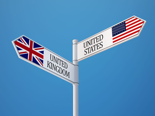 United States United Kingdom  Sign Flags Concept